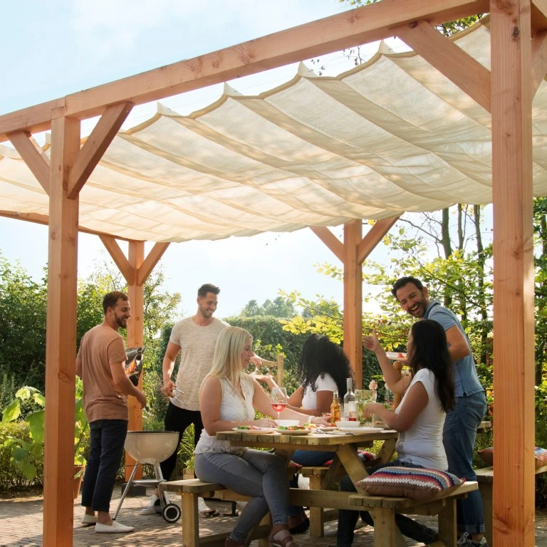 Harmonicadoek 290 x 300 cm Olijfgroen - Afbeelding 2